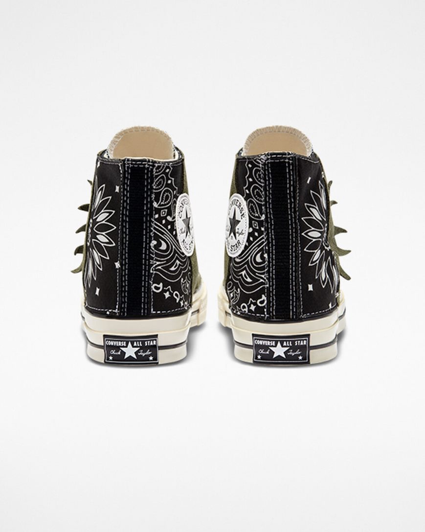 Dámské Boty Vysoké Converse Chuck 70 LTD Paisley Semišové Černé Zelene | CZ MPED29